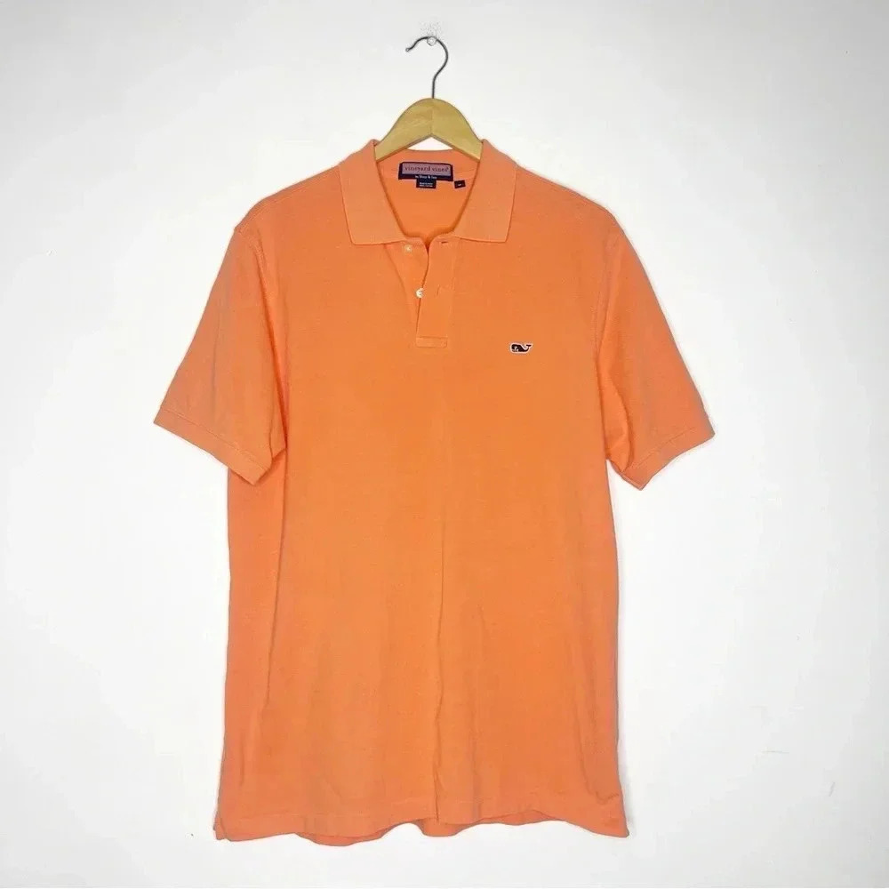 Vineyard Vines Orange Short Sleeve Polo Shirt Size Medium